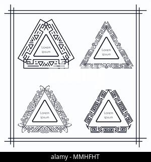 Vintage triangular geometric frames isolated on white background Stock Vector