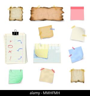 Paper templates for notes square and rectangular vertical shape, isolated on white background Stock Vector