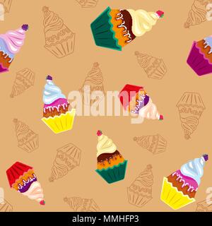 sweet tasty cupcakes Stock Vector