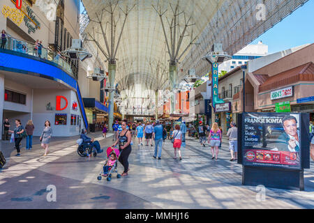 Tourists and locals taking in the Fremont Street Experience in Las Vegas, Nevada Stock Photo