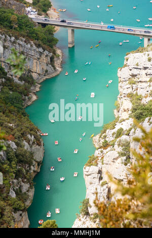 Gorge of the Verdon,France-august 11,2016:view from above  of the view over the Verdon gorge in France during a summer day Stock Photo