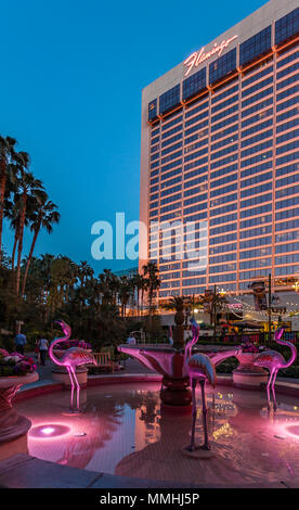 Pink flamingo fountain at the Flamingo Las Vegas Hotel and Casino on the Strip in Paradise, Nevada Stock - Alamy