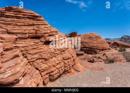 Beehive shaped red Aztec sandstone rock formations in the Valley of Fire State Park in Overton, Nevada northeast of Las Vegas Stock Photo