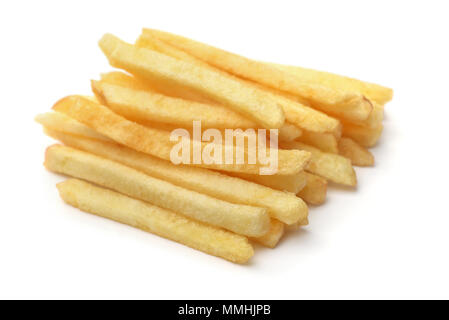 Stack of french fries isolated on white Stock Photo