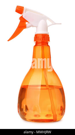 Orange plastic spray water bottle isolated on white Stock Photo