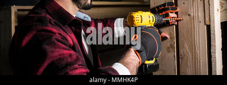 industrial wood work and work safety Stock Photo
