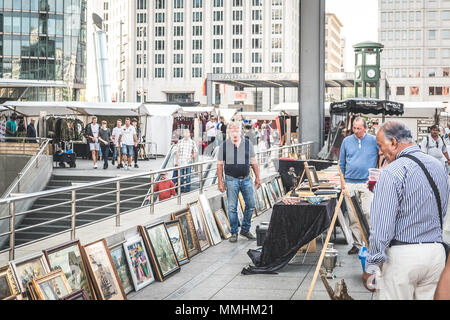 Berlin, Germany - may, 2018:  Flea market at  Potsdamer Platz in Berlin,  Germany Stock Photo