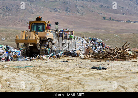 Bulldozer Track Laying Pushing Trash At Landfill California Stock Photo Alamy