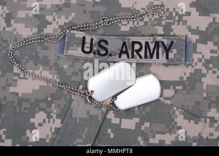 Military dog tags over american flag background with copy space Stock ...