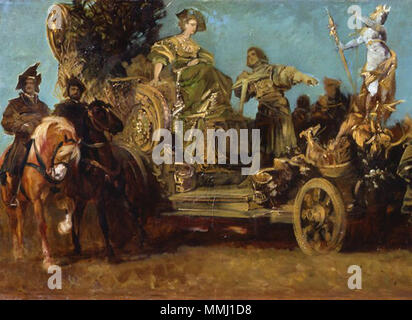 Deutsch: Entwurf zum Festzug 1879 - Jagdgruppe (Festwagen mit Diana), Detail . 1879. Hans Makart 008 Stock Photo