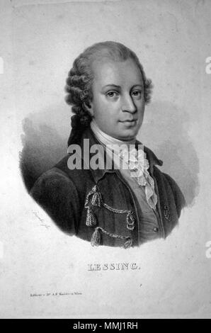 . Deutsch: Gotthold Ephraim Lessing (1729-1781), deutscher Dichter. Lithographie von Adolph Friedrich Kunike, ca.1830  . circa 1830. Adolph Friedrich Kunike (1777-1838) Gotthold Ephraim Lessing Litho Stock Photo