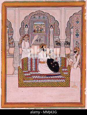 . English: Display Artist: Hardev Creation Date: ca. 1850 Display Dimensions: 13 9/32 in. x 10 1/4 in. (33.7 cm x 26 cm) Credit Line: Edwin Binney 3rd Collection Accession Number: 1990.892 Collection: The San Diego Museum of Art  . 6 September 2011, 14:07:34. English: thesandiegomuseumofartcollection A thakur in a painted palace (6124517401) Stock Photo