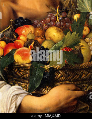 Boy with a Basket of Fruit (detail) circa 1593. 889 Michelangelo Merisi ...