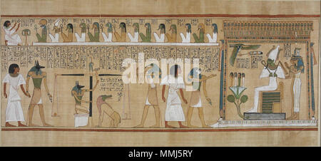 . English: The Book of the Dead of Hunefer, sheet 3  . 19th Dynasty. Unknown Book of the Dead of Hunefer sheet 3 Stock Photo