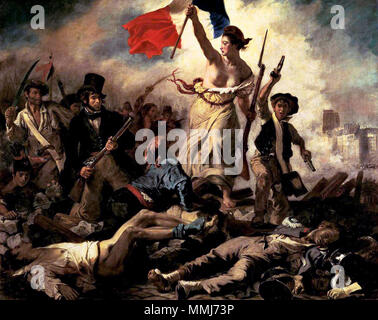 . Romantic history painting. Commemorates the French Revolution of 1830 (July Revolution) on 28 July 1830.  Liberty Leading the People. 1830. Delacroix - La liberte Stock Photo