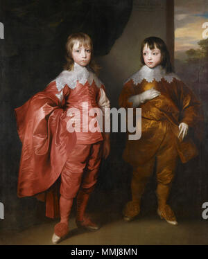 George Villiers, 2nd Duke of Buckingham (1628-87), and Lord Fran George Villiers, 2nd Duke of Buckingham (1628-87), and Lord Francis Villiers (1629-48). 1783. Christopher William Hanneman - Portrait of George Villiers, 2nd Duke of Buckingham and Lord Francis Villiers Stock Photo