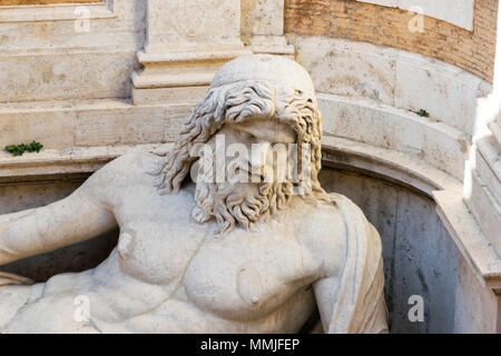 Detail of the Colossal statue restored as Oceanus: “Marforio” 1rst - 2nd century AD Marble Stock Photo