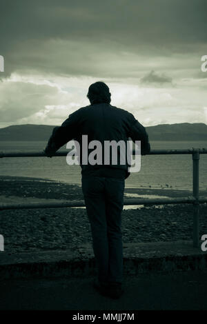 Man Leaning on the Railing Silhouette Illustration Stock Photo - Alamy