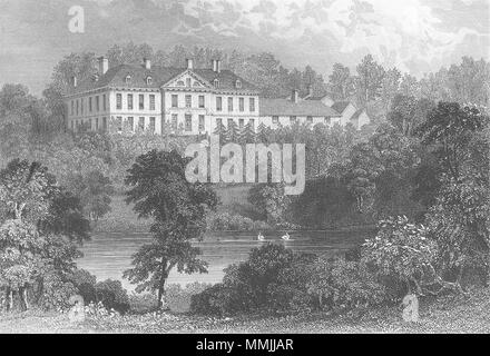LEICESTERSHIRE. Lowesby Hall, south view. Jones 1829 old antique print picture Stock Photo