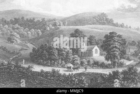 SHANKLIN. Church, Rd Undercliff. Isle Wight  1840 old antique print picture Stock Photo