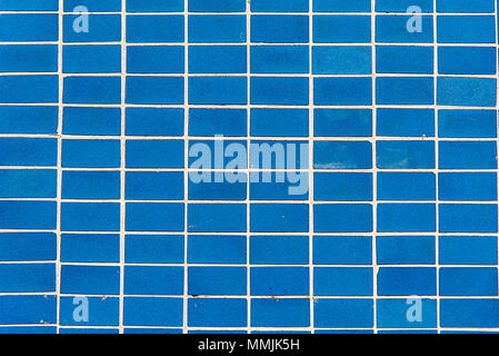 Background from blue rectangular mosaic tiles Stock Photo