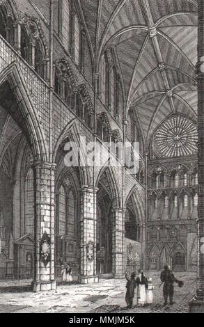 Poet's Corner, Westminster Abbey, London. Antique engraved print 1817 Stock Photo