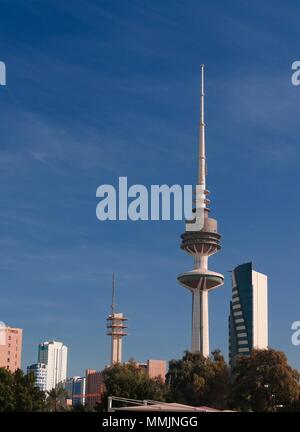 Exterior view to Kuwait Telecommunications Tower aka Liberation Tower in Kuwait Stock Photo