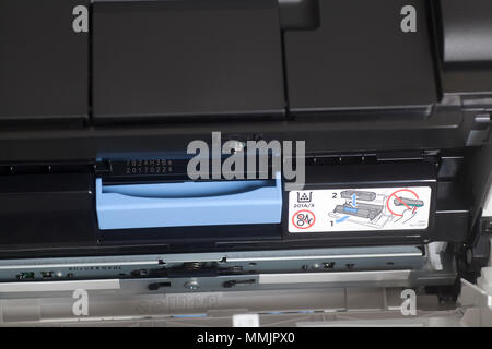 cartridges of color laser printer close up Stock Photo