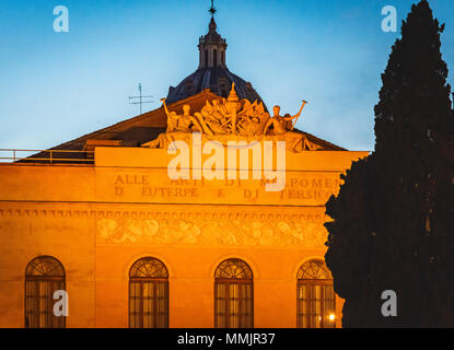 Rome, Italy, March 2017: detail of the external facade of the Teatro Argentina in Rome. This theater is famous for hosting the first performance, on F Stock Photo