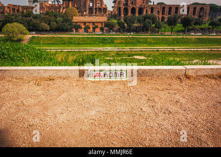 'I love Rome' written with a mosaic art on a step near the maximum circus in Rome Stock Photo