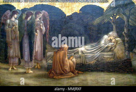 .  Edward Burne-Jones - Nativity, in the Carnegie Museum of Art, Pittsburgh, Pennsylvania, USA. oil on canvas 206 x 312 cm 1888   The Nativity  *oil on canvas  *206 x 312 cm *1888 Edward Burne-Jones - Nativity - IMG 0732 Stock Photo