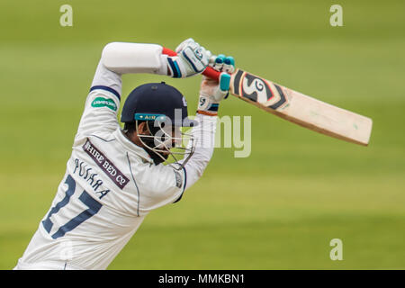 London,UK. 12 May, 2018. Cheteshwar Pujara batting for Yorkshire against Surrey on day two of the Specsavers County Championship game at the Oval. David Rowe/Alamy Live News Stock Photo