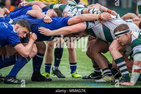 London, UK. 12th May 2018. Ealing Trailfinders v Leinster in the Final of the B&I Cup at Castle Bar, Vallis Way, West Ealing, London, England, on 12th May 2018 Final score 22-07 Credit: Lissy Tomlinson/Alamy Live News Stock Photo