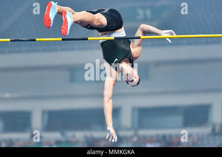 Shanghai, China. 12th May 2018. Pawel Wojciechowski (POL) in action during 2018 IAAF Shanghai Diamond League: MEN'S POLE VAULT at Shanghai Stadium on Saturday, 12 May 2018. SHANGHAI, CHINA. Credit: Taka G Wu Credit: Taka Wu/Alamy Live News Stock Photo