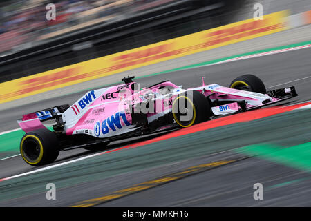 Barcelona, Spain. 12th May 2018. Sergio Perez of Mexico driving the (11) Sahara Force India F1 Team VJM11 Mercedes on track during qualifying for the Spanish Formula One Grand Prix at Circuit de Catalunya on May 12, 2018 in Montmelo, Spain. Credit: CORDON PRESS/Alamy Live News Stock Photo