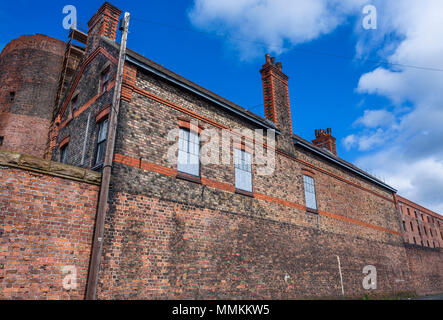 Renovation work on the South Warehouse (1852-55) and Stanley Dock Tobacco Warehouse (1901) Regent Road, Liverpool, Merseyside, England, UK April 2018. Stock Photo