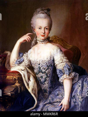 . Archduchess Maria Antonia of Austria, the later Queen Marie Antoinette of France, at the age of 12 years, daughter of Empress Maria Theresia of Austria and Holy Roman Emperor Franz I. Stephan of Lorraine  Portrait of Marie Antoinette (1755-1793). circa 1767-1768. Marie Antoinette Young2 Stock Photo