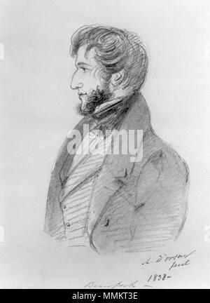 . Portrait of Henry Somerset, 7th Duke of Beaufort.  by Alfred, Count D'Orsay, pencil and chalk, 1838 Beaufort7 Stock Photo