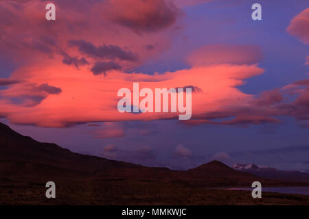 Sunrise cloud formation, Patagonia, Chile Stock Photo