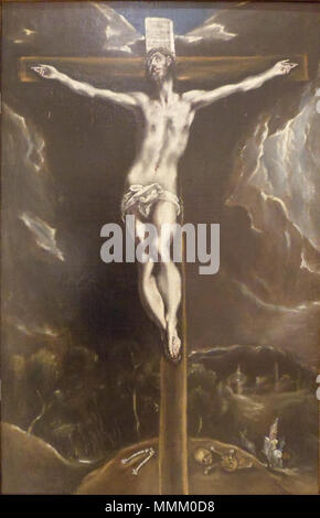 Español: Cristo en la cruz, en un paisaje con jinetes El Greco - Cristo en la cruz, en un paisaje con jinetes Stock Photo