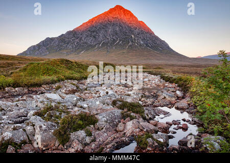 Autumn sunrise at Buachaille Etive Mor, Glencoe, Lochaber, Highlands, Scotland, UK. Stock Photo