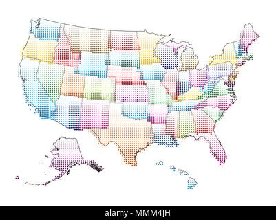 Vector map of the United States of America with Halftone Pattern Stock Photo