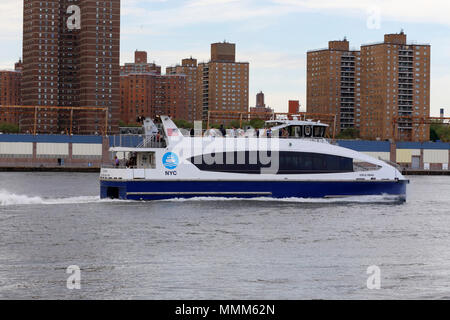 A NYC Ferry boat on the East River Stock Photo