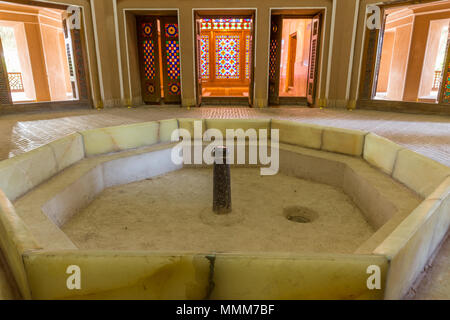 View inside the structure under the windcatcher of Dowlat Abad Garden, in Yazd, Iran Stock Photo