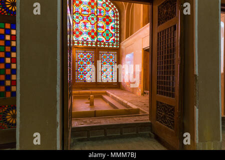 View inside the structure under the windcatcher of Dowlat Abad Garden, in Yazd, Iran Stock Photo