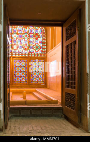 View inside the structure under the windcatcher of Dowlat Abad Garden, in Yazd, Iran Stock Photo