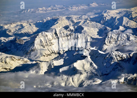 Aerial view of snow capped Alps mountains in Italy Stock Photo - Alamy