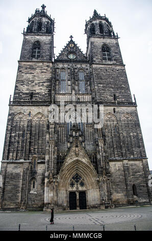 Magdeburg Cathedral, officially called the Cathedral of Saints Catherine and Maurice, a Protestant cathedral, the oldest Gothic cathedral in Germany. Stock Photo