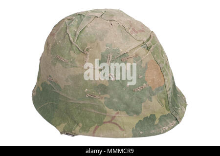 US Army M1 helmet with mitchell pattern camouflage cover Vietnam war period Stock Photo