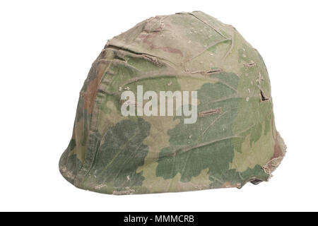 US Army M1 helmet with mitchell pattern camouflage cover Vietnam war period Stock Photo